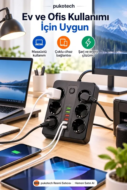 LF-11 6 Girişli Priz 1TYPE-C 5USB 3000W