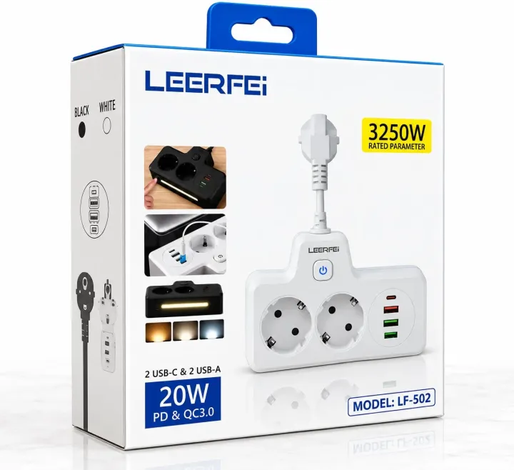 LF-502 3 Girişli Priz 3250W 2TYPE-C 2USB