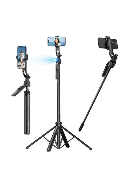PG-C17 Gimbal Çok Amaçlı Kumandalı Tripod Android iOS Uyumlu 153CM Selfie Çubuğu
